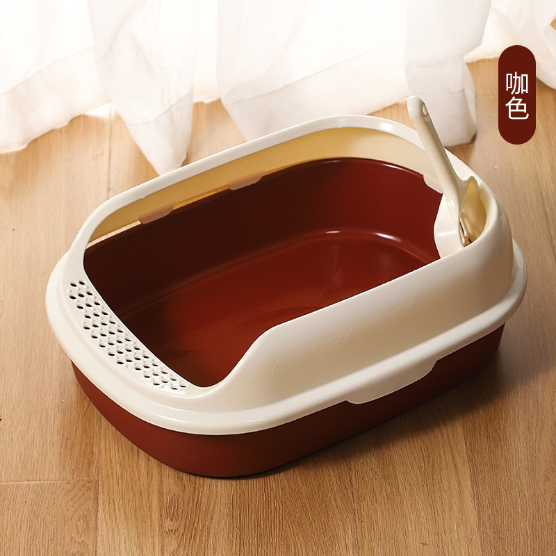 Lavabo de arena para gatos, inodoro para gatos semicerrado de gran tamaño, cerca alta, palangana de heces para gatos, palangana de arena para gatos, suministros para mascotas para gatos