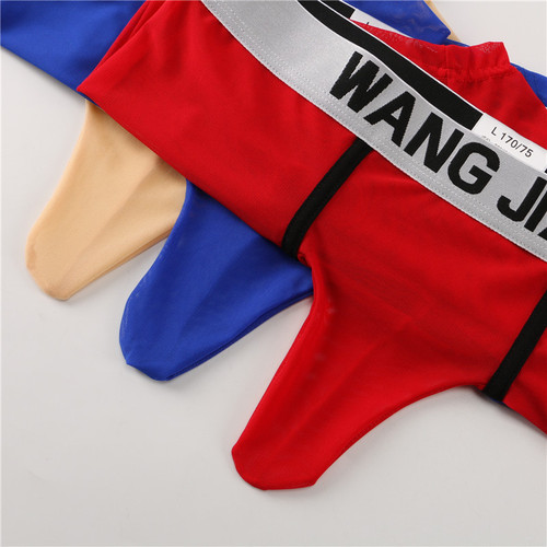 Men's boxer briefs transparent mesh elephant trunk briefs bullet separation sexy bag boxer briefs for young men