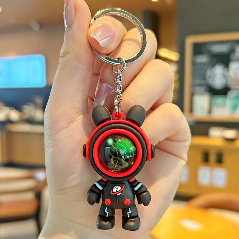 Nuevo astronauta cielo estrellado conejo llavero pvc llavero de goma suave bolsa de pareja colgante de muñeca tridimensional al por mayor