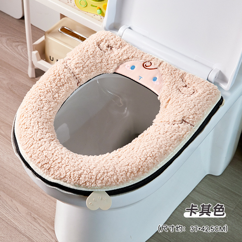 Invierno nuevo cojín de inodoro de peluche casero adorable cojín de inodoro grueso suave rodeado todo anillo lavable inodoro