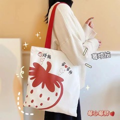 Canvas bag women's new one-shoulder Korean version versatile ins college student class Japanese large-capacity handbag