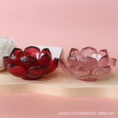 フランスの水晶ガラスの花びらの燭台の装飾品の客間の食事のデスクトップは寝室の美しい香りの蓮のワックスの台を並べます。