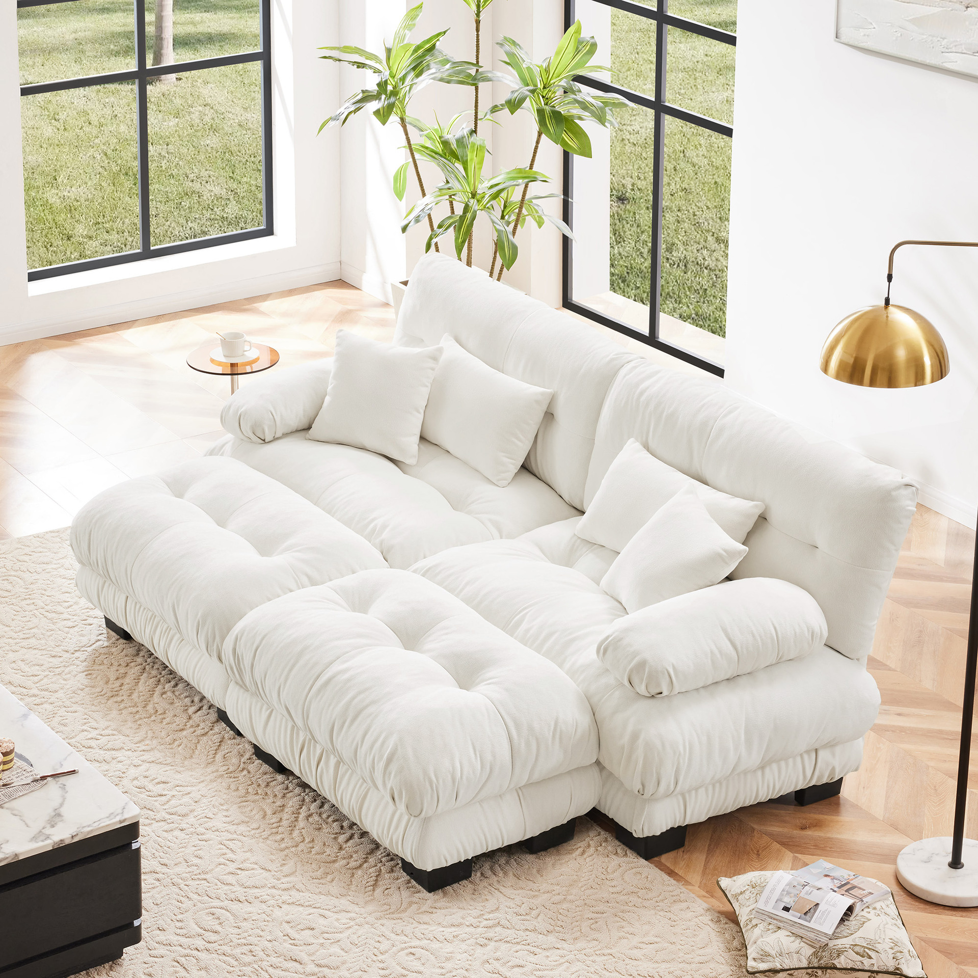 Taburete de pie de lujo ligero italiano taburete de sofá largo casero taburete de sofá de madera maciza pie de asiento taburete de sofá bloque de tofu