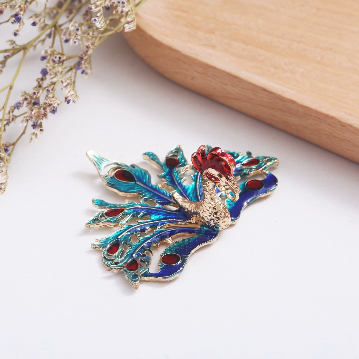 handmade? Увы: Handmade Metal Phoenix Hairpin in Sapphire Blue - Elegant Chinese Bridal Hair Accessory by