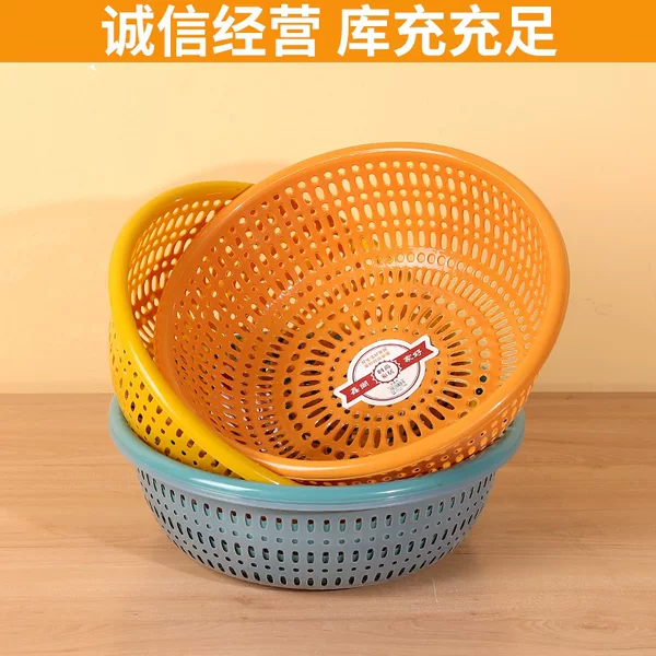 Large Round Hollow Encrypted Vegetable Washing and Draining Basket Kitchen Plastic Fruit Washing Basket Sink Storage Basket Vegetable Washing Basket