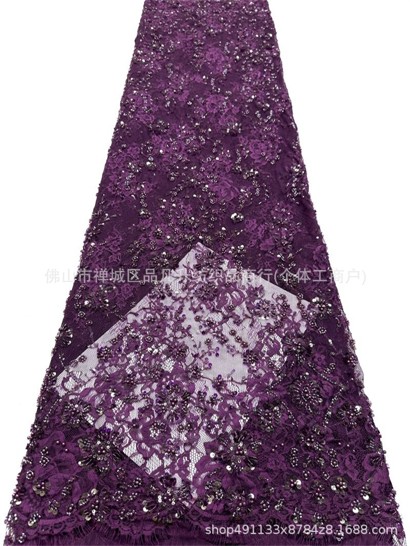 Flores 3D hechas a mano pestañas de encaje vestido de novia anfitrión escenario de vestido largo de Oriente Medio tela