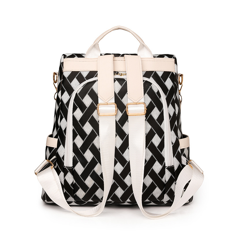 Mochila antirrobo de comercio exterior transfronterizo para mujer 2024 nueva moda color contraste mochila de viaje al aire libre mochila escolar de nailon de doble uso