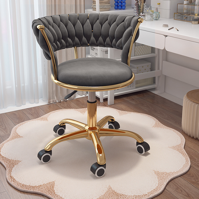 Silla de computadora de lujo ligera para niñas dormitorio confortable silla de elevación giratoria silla de manicuras silla de pollas silla de bar de maquillaje image 2