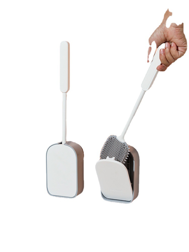 Toilet Brush With No Dead Angles, Long-handled TPR Brush, Wall-mounted Household Bathroom Cleaning Set_voghion.com