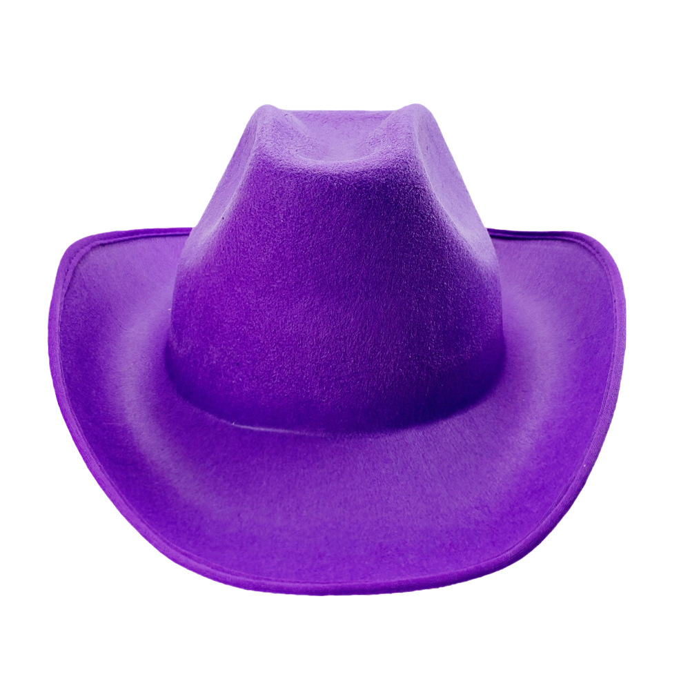 Sombrero de Vaquero Occidental de Fieltro, Borde Ancho y Enrollado para Fiestas