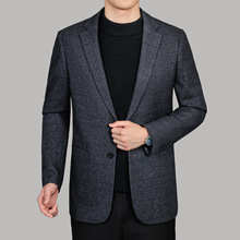 2025年秋冬男装西服商务休闲单西外套潮流时尚格纹单排扣男士西装