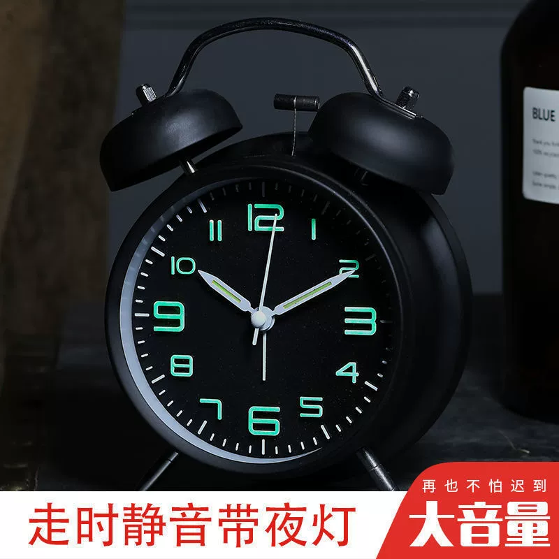 Бесшумный металлический будильник для студентов, ультра-громкий, светящийся, перезаряжаемый, прикроватный, простой будильник в стиле ins для использования в общежитии.