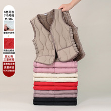 2024秋冬新款羽绒棉马甲女短款加绒加厚保暖修身背心女中老年坎肩