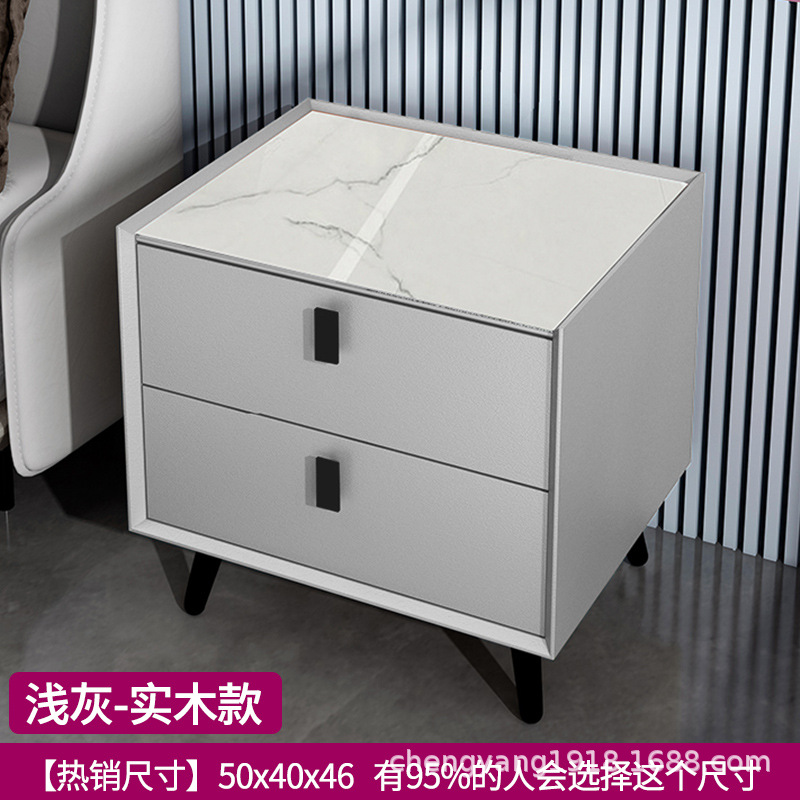 Mesita de noche madera maciza Placa de roca simple moderno Internet celebridad dormitorio mesita de noche protección del medio ambiente todo partido gabinete de almacenamiento mesita de noche