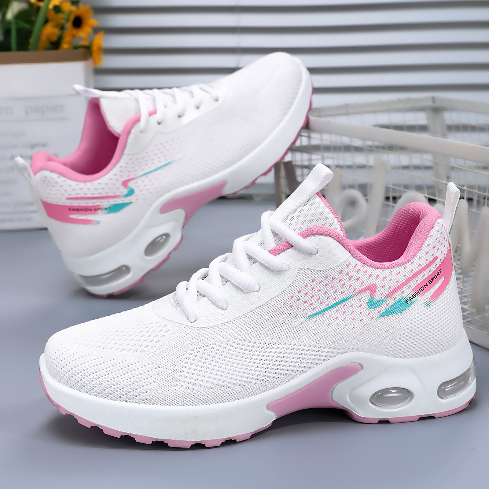 Women's Shoes 2026 Spring and Autumn New Style Air-Cushion Sports Fly-Knit Casual Shoes Manufacturer Soft Sole Breathable Foreign Trade Breathable Shoes for Women