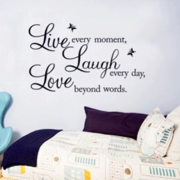 Наклейки производители оптом Внешняя торговля бабочка девиз английский Живая Любовь Смех декоративные наклейки DZ001