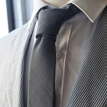 T领带男窄版休闲6CM复古英伦风千鸟格纹羊毛灰色商务正装纯黑百搭