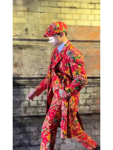 Northeastern Large Floral Suit Men's Suit Wedding Style Spring and Autumn Handsome Groomsmen Group Uniform Brother Suit Three-Piece Suit