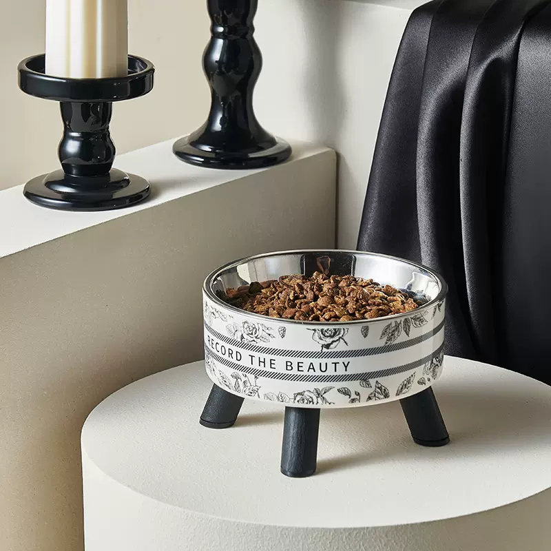 宠物不锈钢碗防滑大容量狗碗猫咪高脚碗护颈宠物碗防打翻猫猫食具