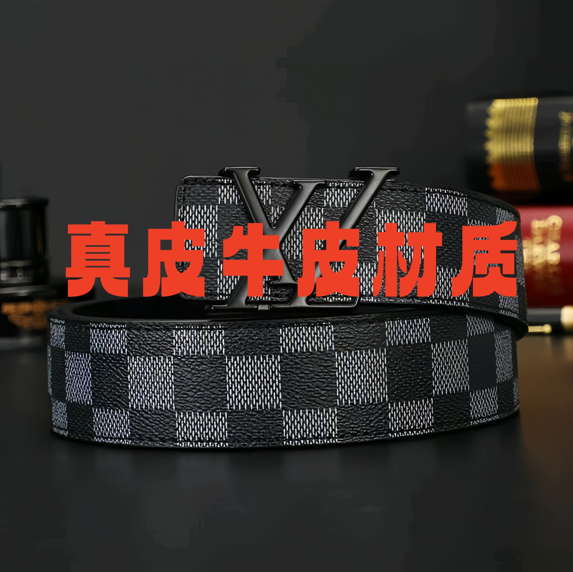 Neuer Herren-Ledergürtel 3,8 cm breit mit XL-Buchstabenschnalle, glatte Schnalle, Herrengürtel, jugendlich, koreanischer Stil, modisch, Geschäftskollektion