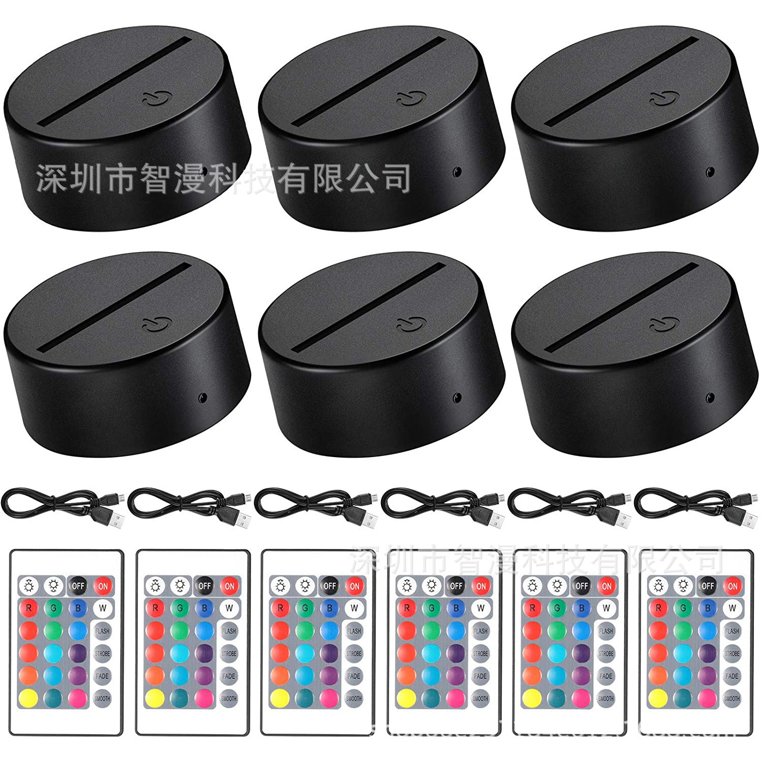 Transfronterizo nuevo exótico 3D luz de la noche del USB Touch Control remoto colorido luz de la noche tablero de luz de acrílico y base separada