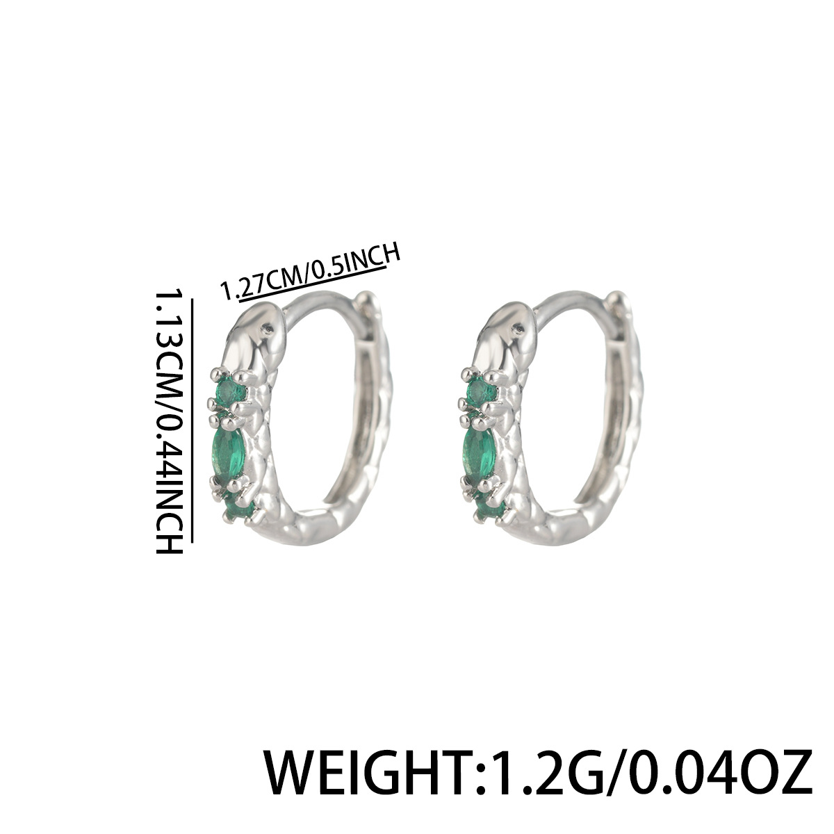 Snake Earrings For Men With Green Zircon Inlay High End Accessory_voghion.com