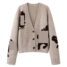 现货2025冬新品撞色短款V领毛针织开衫上衣MBE4CAR002