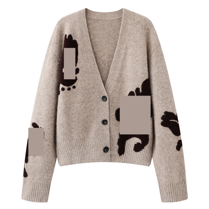 现货2025冬新品撞色短款V领毛针织开衫上衣MBE4CAR002