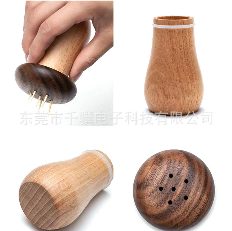 厂家批发创意蘑菇胡桃木实木牙签筒家用高档牙签盒胡桃木质新中式|undefined