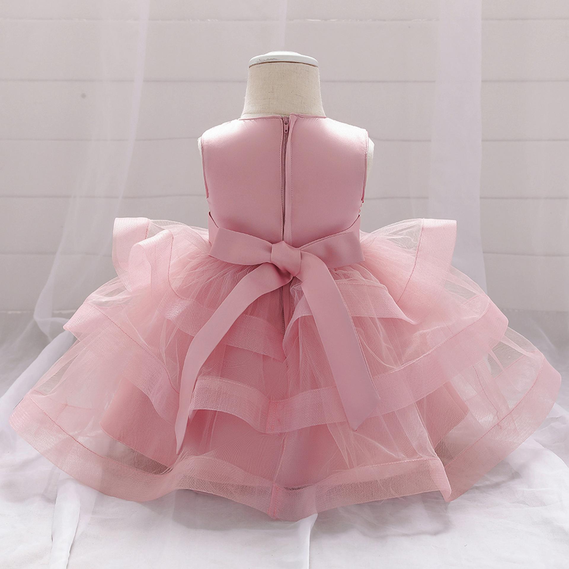 Nuevo vestido de princesa de niña transfronterizo vestido de aniversario vestido de red vestido de flores vestido de bebé vestido