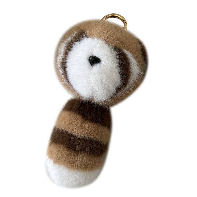 Dibujos animados cola larga pequeño mapache peluche llavero colgante lindo muñeco de peluche colgante de coche bolso colgante
