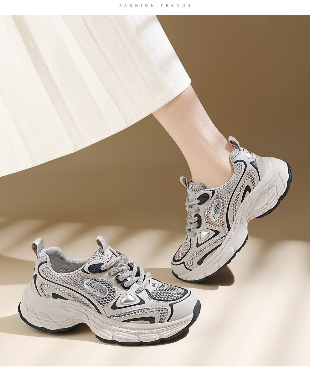 Giày sneaker nữ da thật lưới đế dày thoáng khí chống trơn tăng chiều cao 2025 — JST 7009 xám xanh [mạng đôi], JST 7132 Bạc [Mẫu lưới đơn mùa hè], Thẻ JST 7036m [mạng kép], JST 7009-1 Xám Xanh [Mẫu lưới đơn mùa hè] chi tiết 7