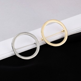 Fashionable simple anti-exposure cardigan button gold and silver geometric round alloy brooch collar pin brooch internet celebrity accessories
