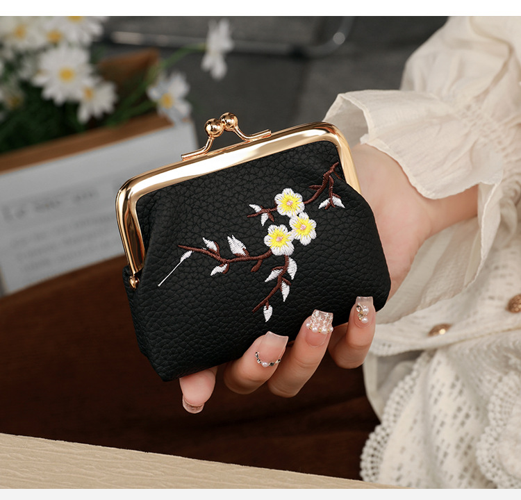 Lady, Modern Style Style Square Shape Women's Flower Pu Lock Clasp Coin Purses