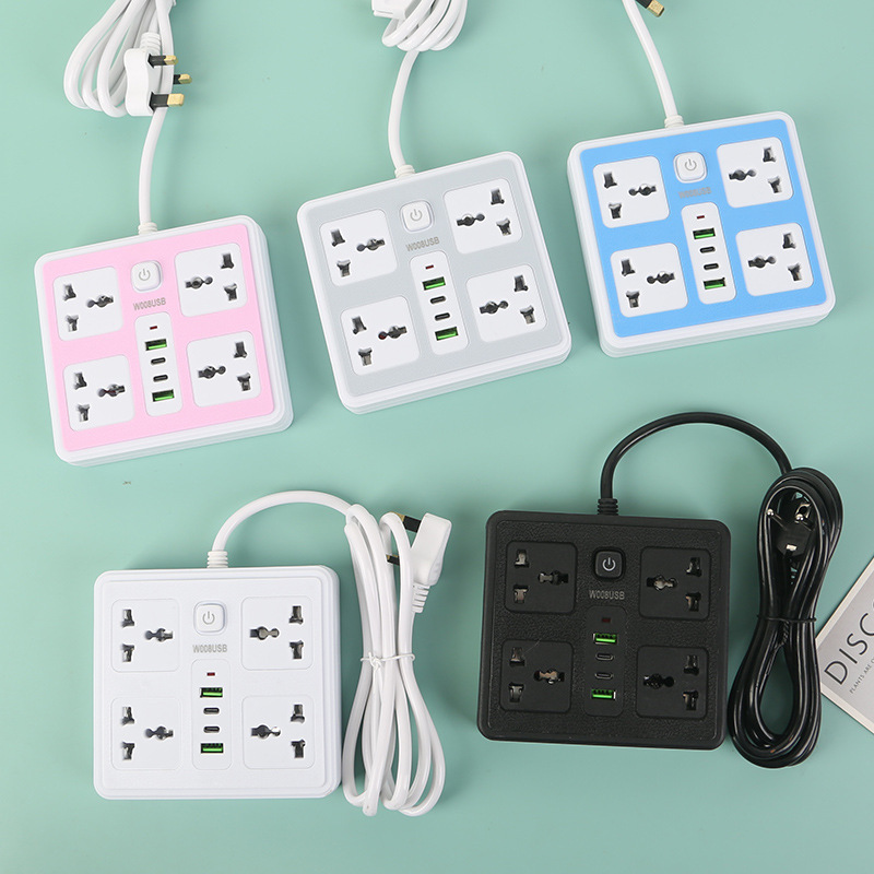 2USB + 2Type-C interfaz cuadrada placa de inserción blanco negro gris azul rosa bolsa opcional