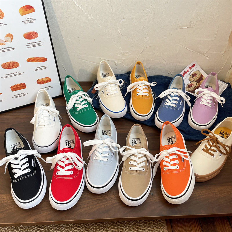 2025 Spring New Low-Top Canvas Shoes for Women Korean Style Candy Color Versatile Low-Top Trendy Student Casual Skate Shoes