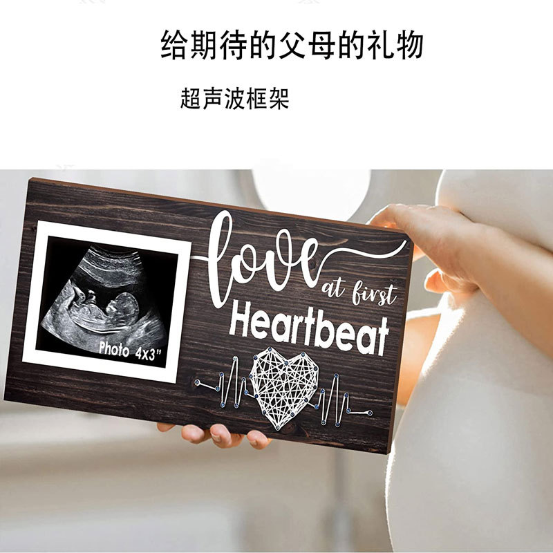 Marco de fotos de madera para mascotas Decoración de mesa creativa mesa de bebé colgante marco de fotos latido del corazón en forma de corazón sinuoso crecimiento conmemorativo