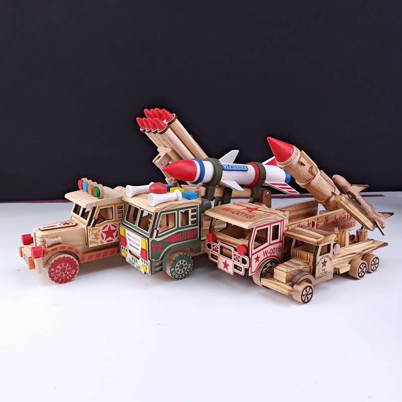 木製ロケットミサイルモデル子供知育玩具玩具車観光地区工芸品玩具家庭装飾品|undefined