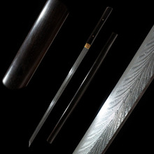 素装唐横刀手工大马士革黑檀木长刀冷兵器一体刀剑外贸批发未开刃