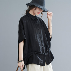 大きいサイズの婦人服の夏服の2025新型の半袖のシャツの太っているmmは肉を隠してやせています。