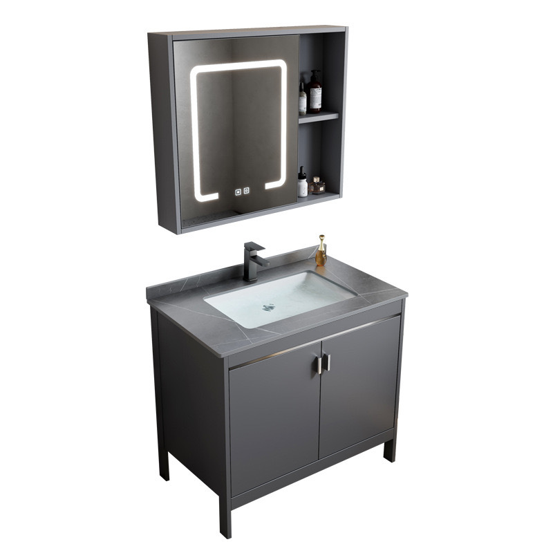 Mueble de baño de aluminio de espacio de roca, baño combinado, lavabo de lavado de cara transfronterizo, lavabo de un solo apartamento, lavabo de una pieza
