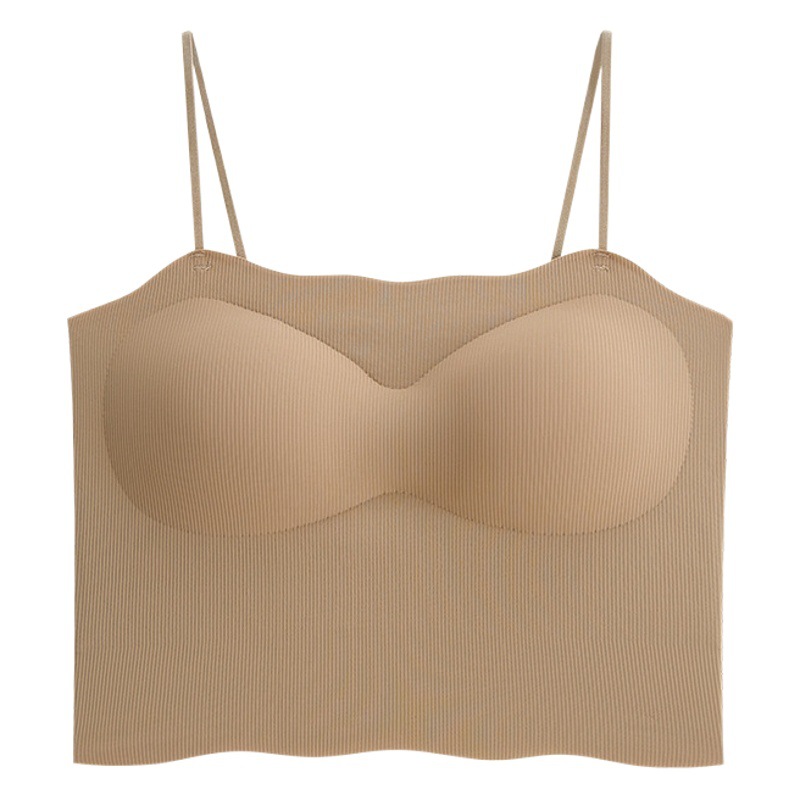 Nueva camisola de seda de hielo delgada base interior de las mujeres desgaste exterior tubo superior anti-exposición belleza espalda superior