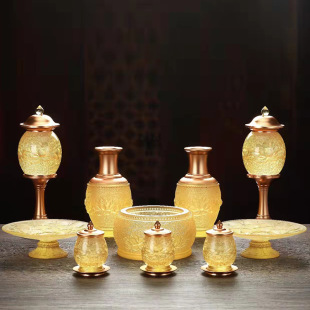 Glass Lotus Buddha Set Ornaments Home Living Room Buddha Hall Temple Desktop Placement Buddha Statue Supplies
