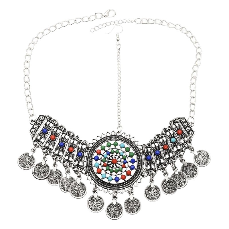 Ethnic style retro Miao colored beads headdress women's Exotic earrings Yunnan travel accessories ethnic characteristics hair accessories