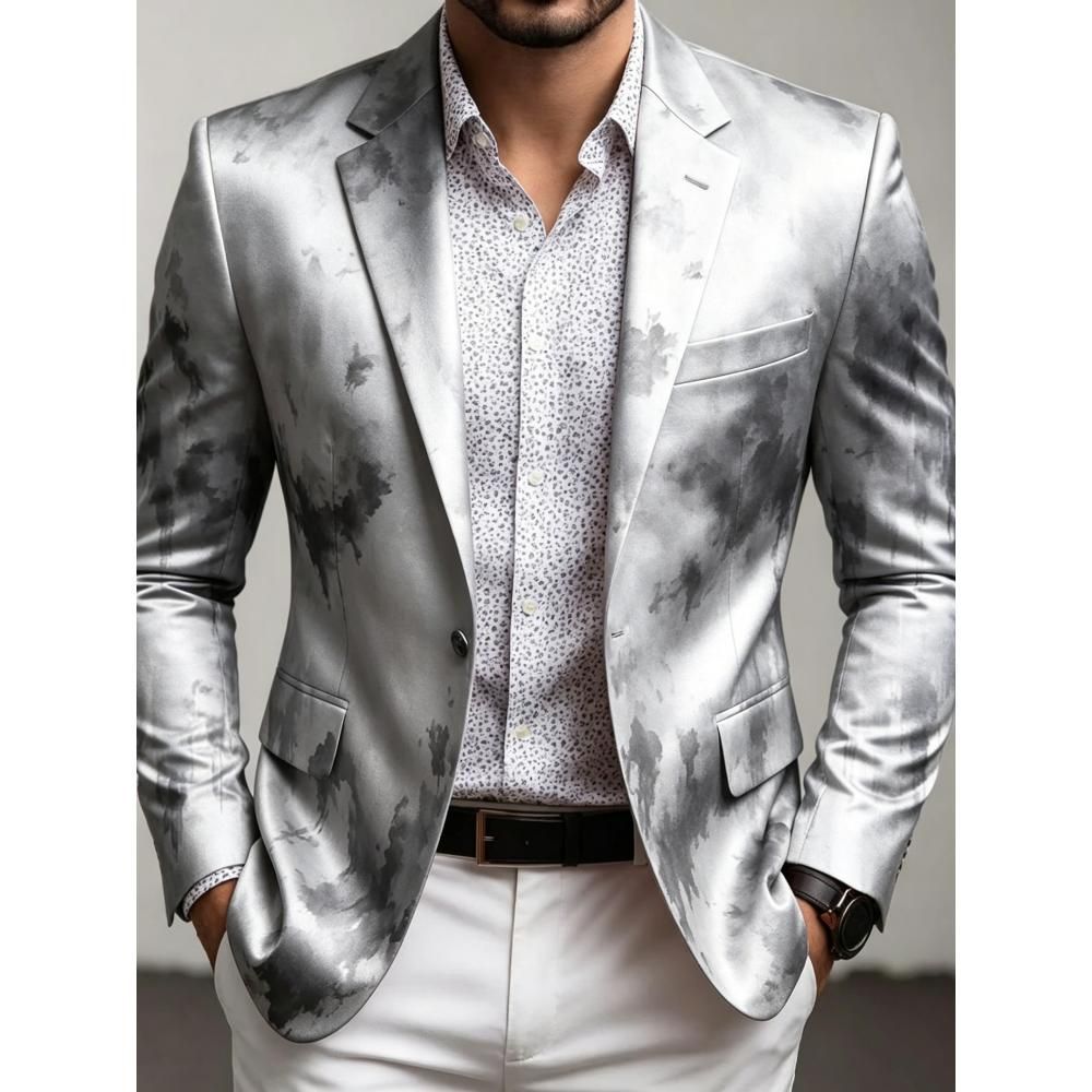 Hombres delgados trajes casuales impresión 3D clásica versátil primavera y otoño chaqueta de trajes transfronterizos Gran Bretaña spot
