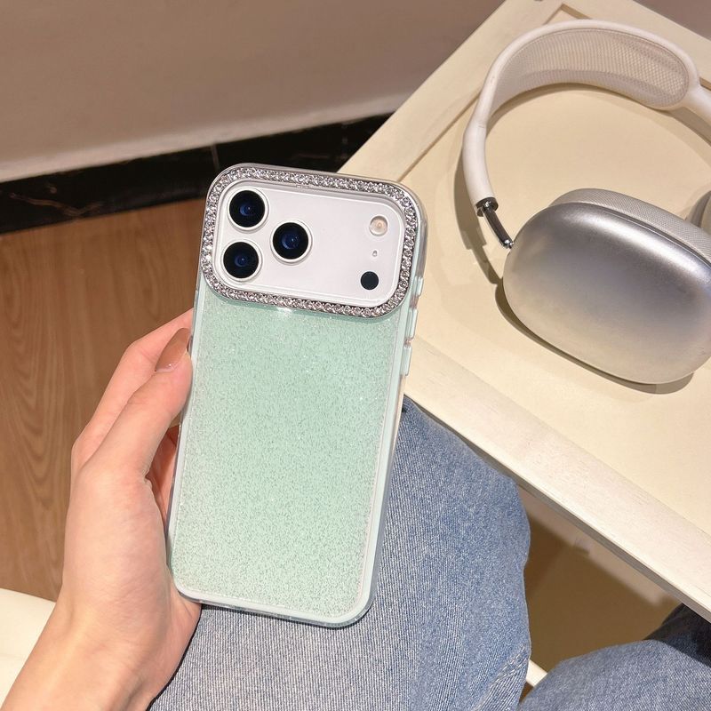 点钻圈适用iPhone17PM手机壳苹果16promax保护套15三合一实色闪粉|undefined