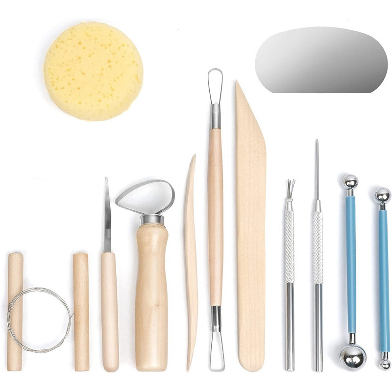 Herramientas de cerámica transfronterizas de acero inoxidable bola varilla de piedra plástica arcilla conjunto de barro de cerámica herramientas manuales escultura cuchillo penetración