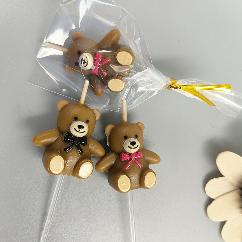Cartoon Creative Wholesale Teddy Bear Birthday Candle Cute Cubs Children Birthday Party Cake Decorative Candle