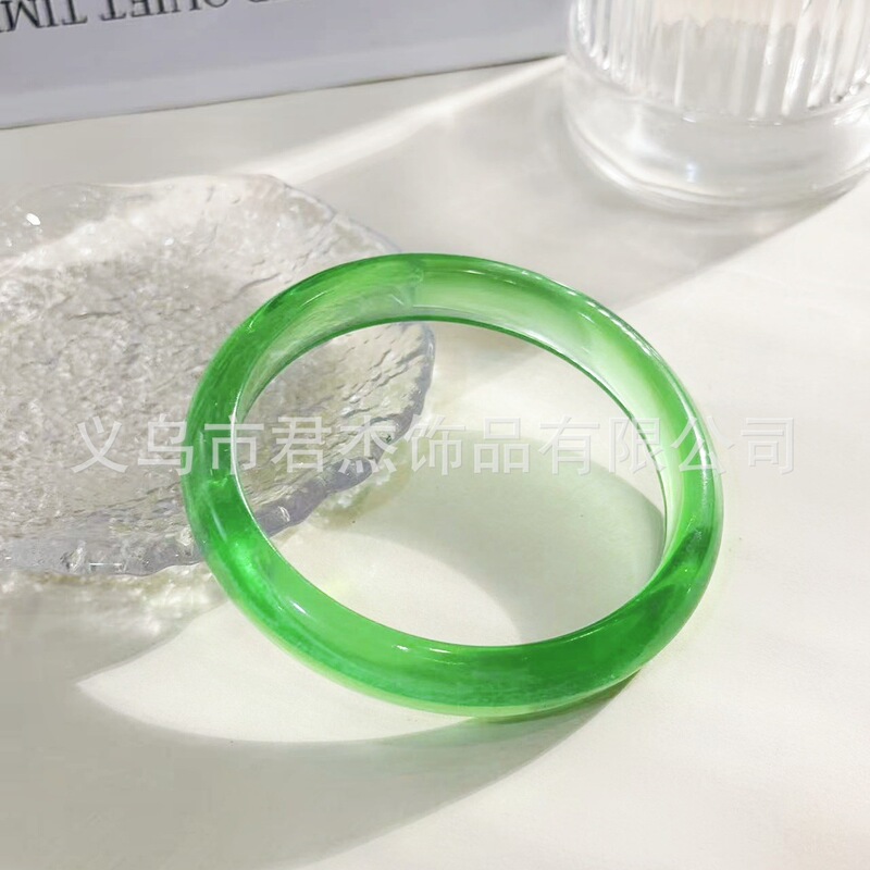 欧美新款几何圆形多色树脂手镯时尚高级感叠戴手环个性搭配手饰潮|undefined