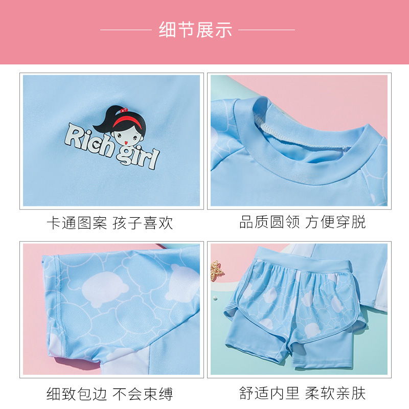 Niños trajes de baño niñas trajes de baño para niños mayores 2025 nuevo verano conservador de la escuela secundaria ropa de baño de niñas secado rápido